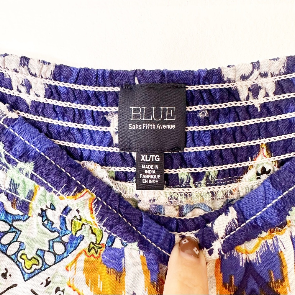 Saks Fifth Avenue Wide Leg Blue Flowy Palazzo Pants XL - Picture 4 of 5